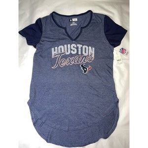 NFL Houston Texans Women's Smart Decision Notch Neck Blue Short Sleeve T-Shirt M